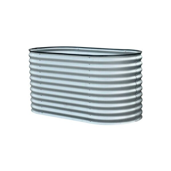Almo Fulfillment Services Hanover Galvanized Steel Oval Raised Planter Bed, 31.5"D x 63"W x 32.2"H, Silver HANOVGB-1SLV - main